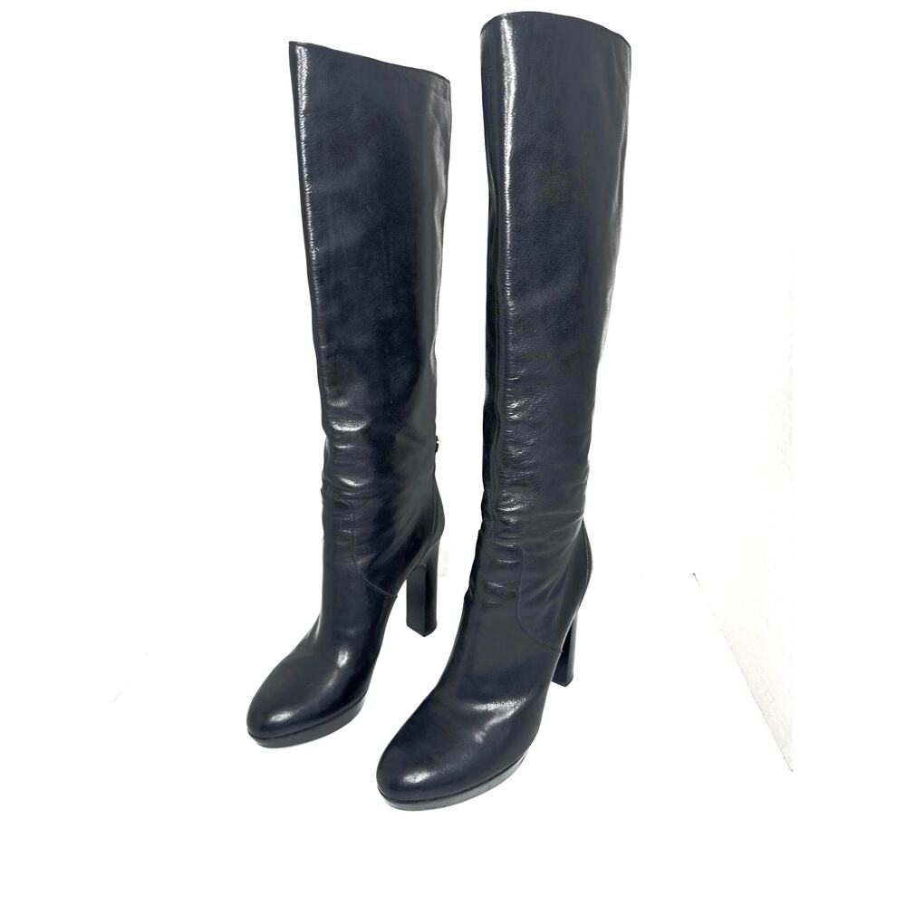 Gucci Black Leather Platform Knee High High Heel Boots EU 39.5